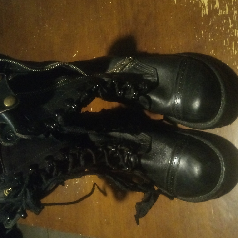 Goth Style Leather Combat/Rider Boots Size 6.5